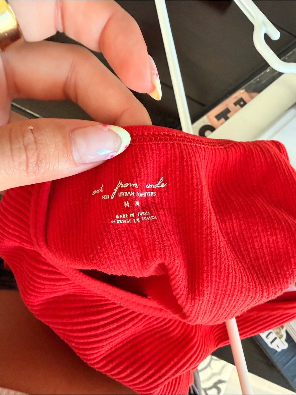 Red Ribbed Halter Tank Top - Picture 6 of 6